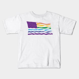 USA LGBTQ Pride Flag LGBT Gay Lesbian Straight Ally Kids T-Shirt